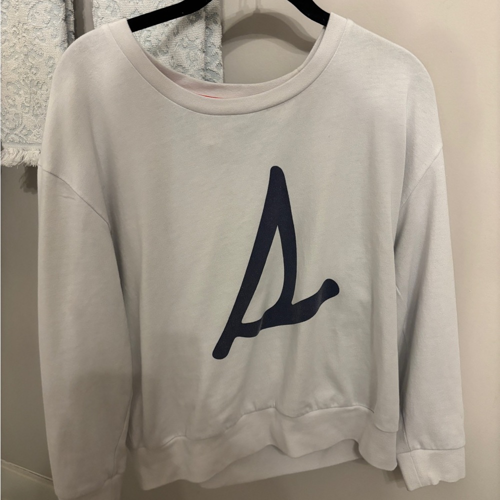 White and blue Graphic Women's Top